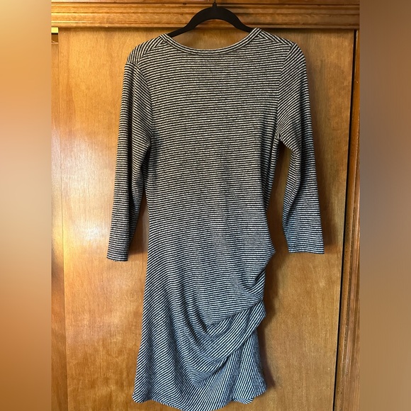 Abercrombie & Fitch Gray Black Striped Sweater Dress Ruched Side Size medium - Picture 2 of 3